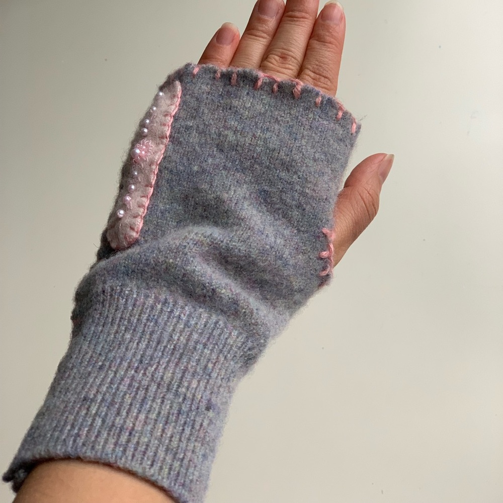 Knit Cashmere fingerless gloves